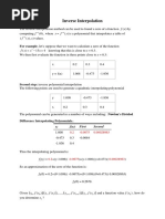 Inverse Interpolation: For Example, Let's Suppose That We Want To Calculate A Zero of The Function