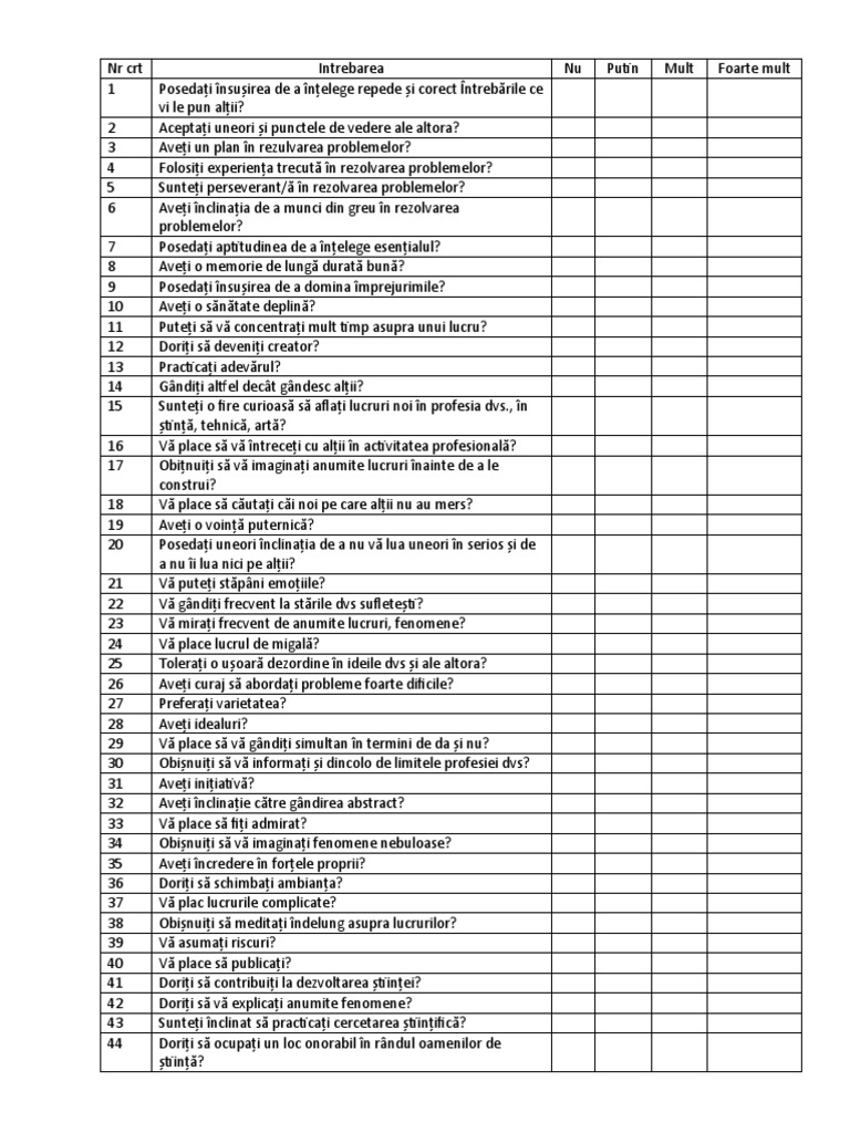 Test de Aptitudini Creatoare | PDF