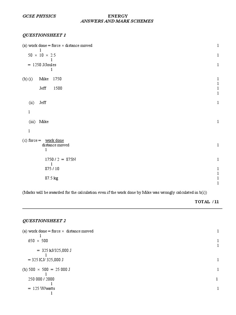 Energy Answers | PDF | Kinetic Energy | Heat