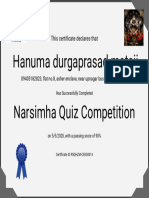 Certificate for Hanuma durgaprasad mataji for "Narsimha Quiz Competition"