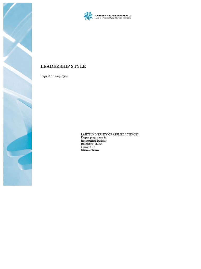 Leadership Style Impact On Employee PDF | PDF | Job Satisfaction ...