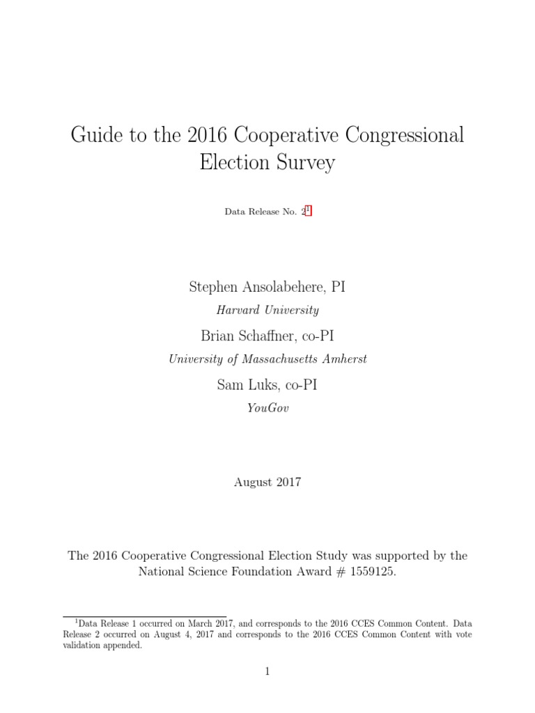 Cces Guide 2016 Pdf Pdf Mean Squared Error Sampling Statistics
