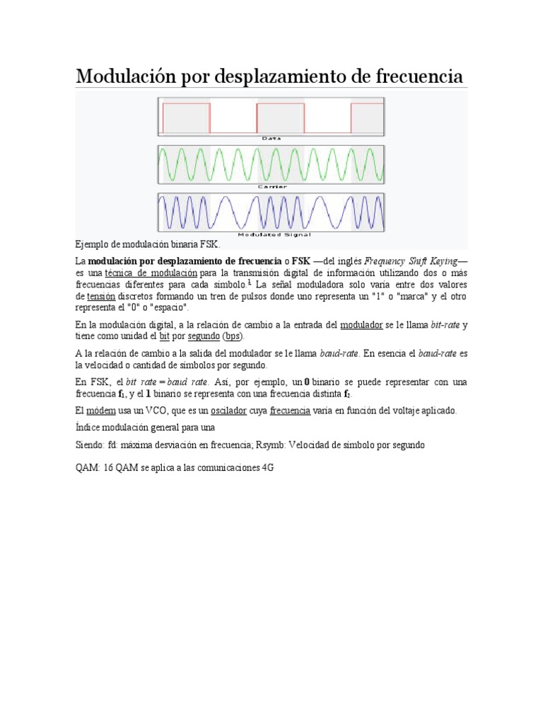 Modulación por Desplazamiento de Frecuencia FSK | PDF
