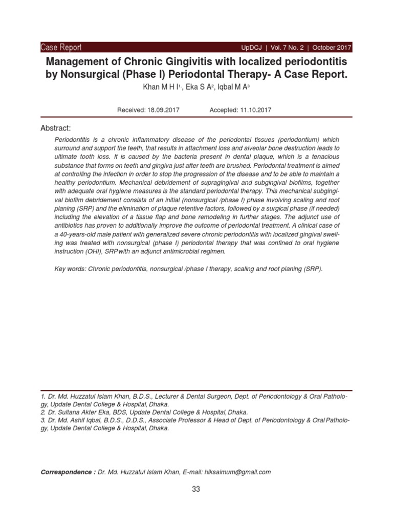 Chronic Gingivitis Management Case Report | PDF | Periodontology | Oral ...