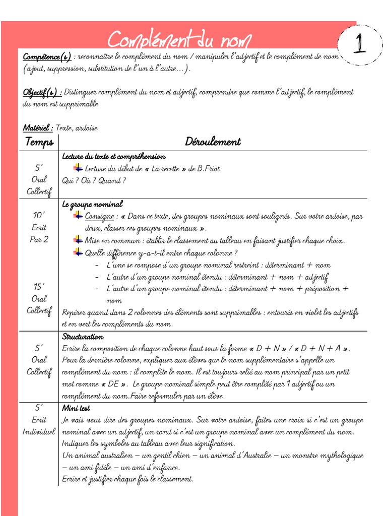 évaluation Groupe Nominal Ce2 Pdf Le Groupe Nominal | PDF | Langues