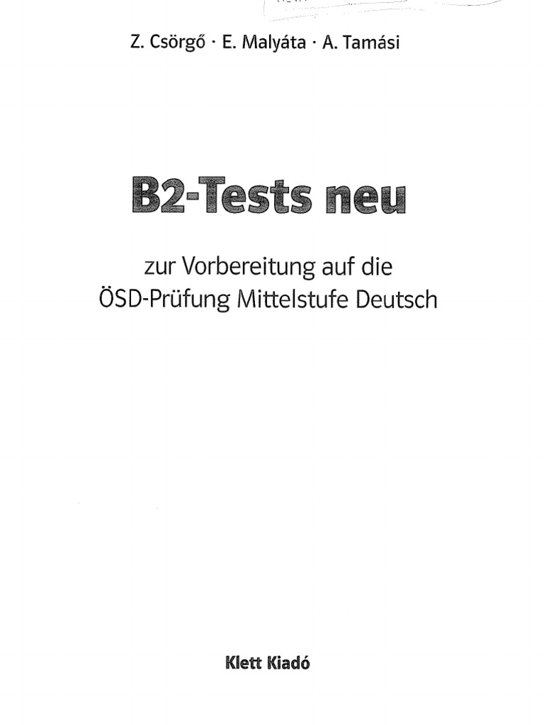 TESTES Neu B2, Zur Vorbereitung Auf Die OSD Prufung Mittelstufe Deutsch ...