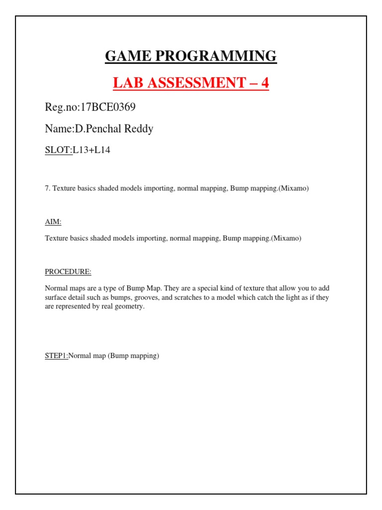 Game Programming: Lab Assessment - 4 | PDF | Texture Mapping | 3 D ...