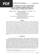 Studies On Behavior of Carbon and Fiberglass Epoxy Composite Laminates Under Low Velocity Impact Loading Using LS-DYNA