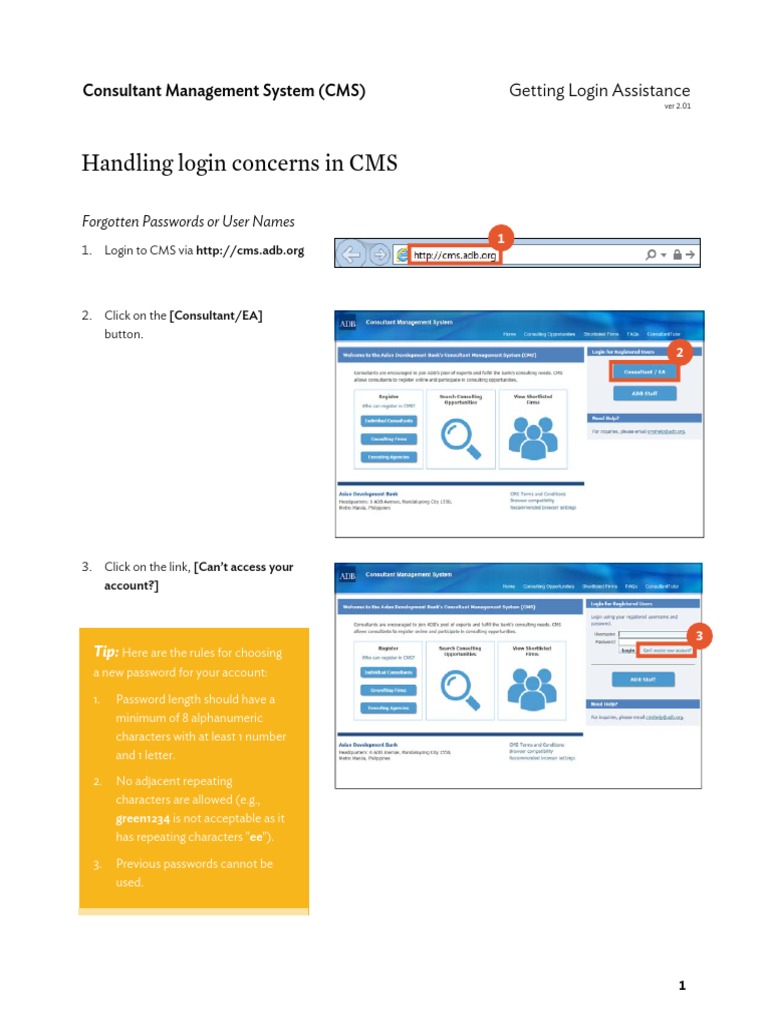 CMS Login Assistance Guide | PDF