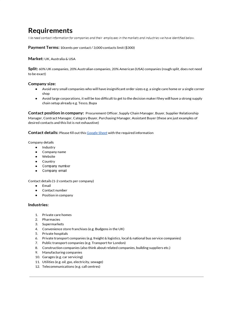 Contact Sourcing for Key Industries | PDF | Business