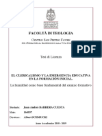 Tesina: El Clericalismo y La Formación