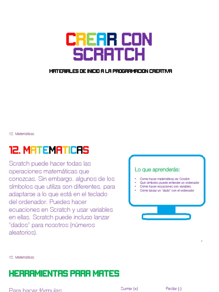 Matemáticas en Scratch: Sumas y Dados | PDF | Scratch (lenguaje de ...