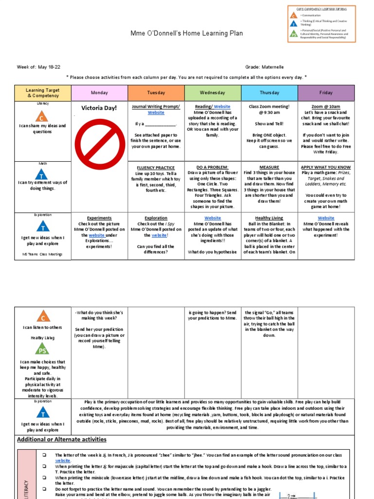 Mme O'Donnell's Maternelle Learning Plan | PDF | Letter Case | Behavior ...