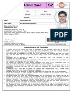 GATE Admit Card for Mechanical Engineering