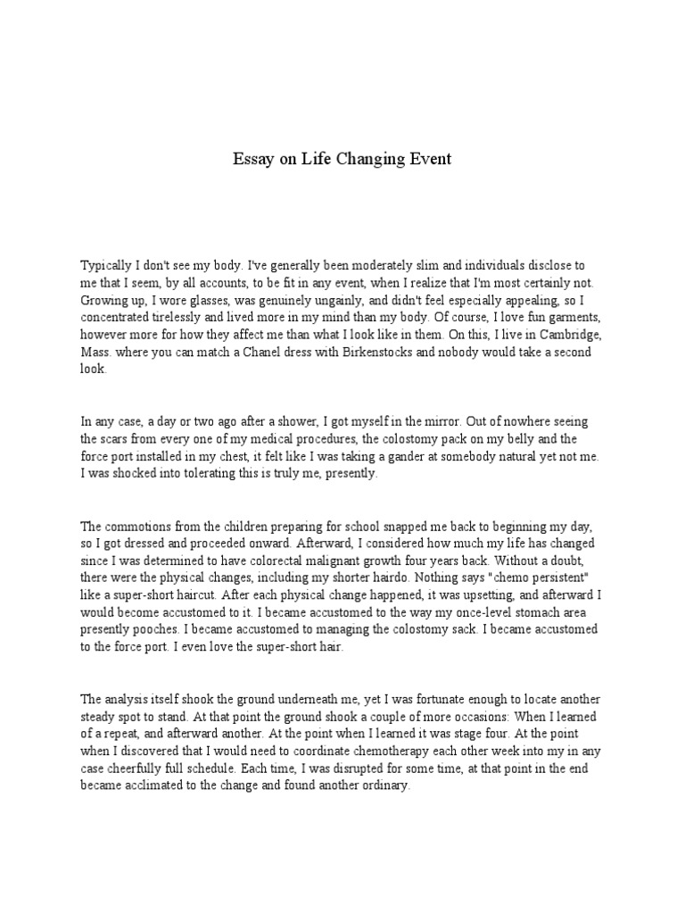 essay of life changing event