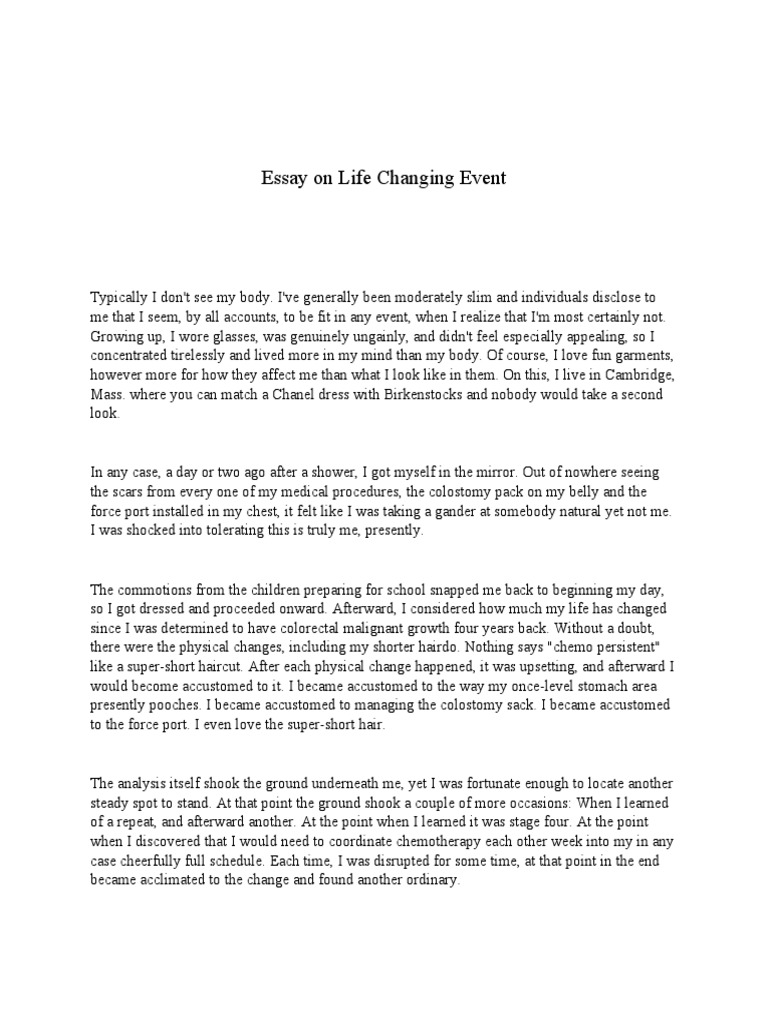 life changing events essay