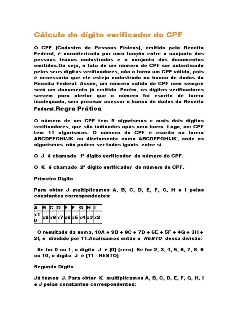 Como Saber Se O Cpf É Válido Cálculo? – BIGEVH