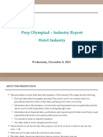 Prep Olympiad - Industry Report Hotel Industry: Wednesday, December 8, 2021