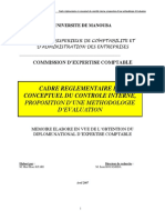 Cadre Reglementaire Et Conceptuel Du Controle Interne, Proposition D'Une Methodologie D'Evaluation