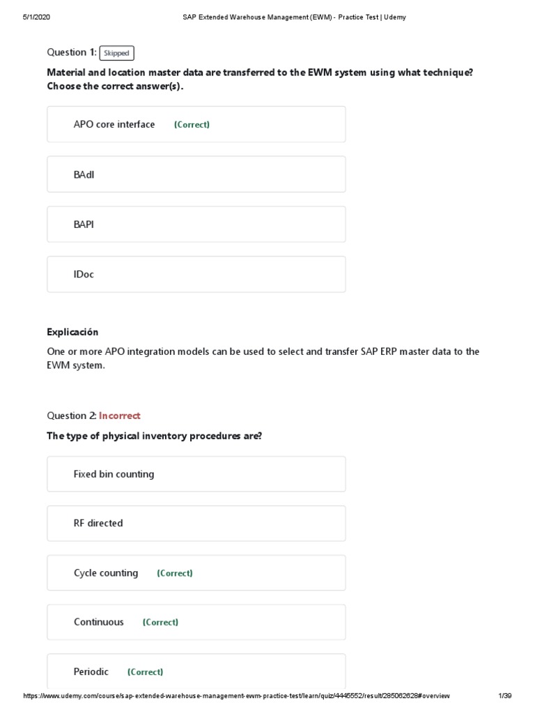 SAP EWM Practice Test Overview | PDF | Warehouse | Supply Chain Management