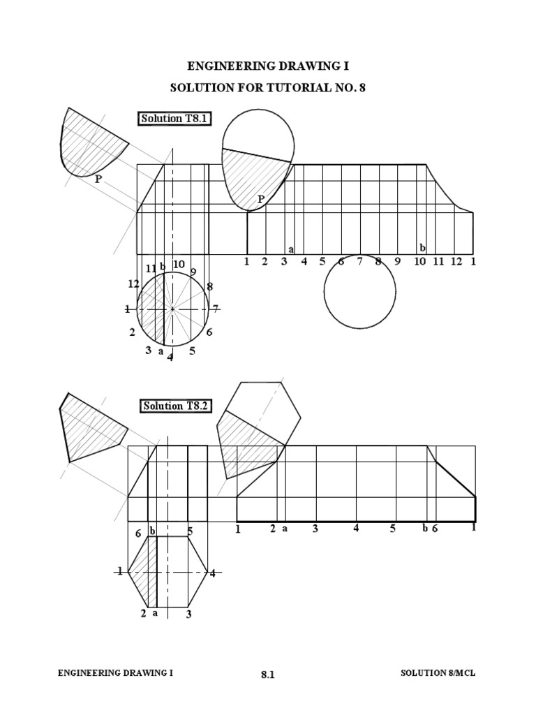 Engineering Drawing I Solution For Tutorial No. 8 | PDF