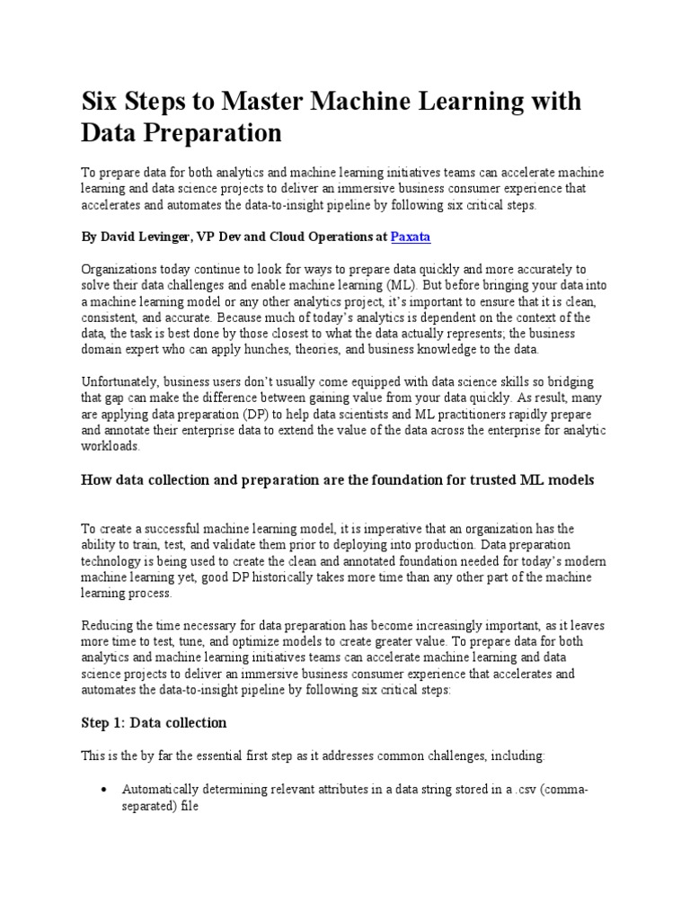 Six Steps To Master Machine Learning With Data Preparation | PDF ...