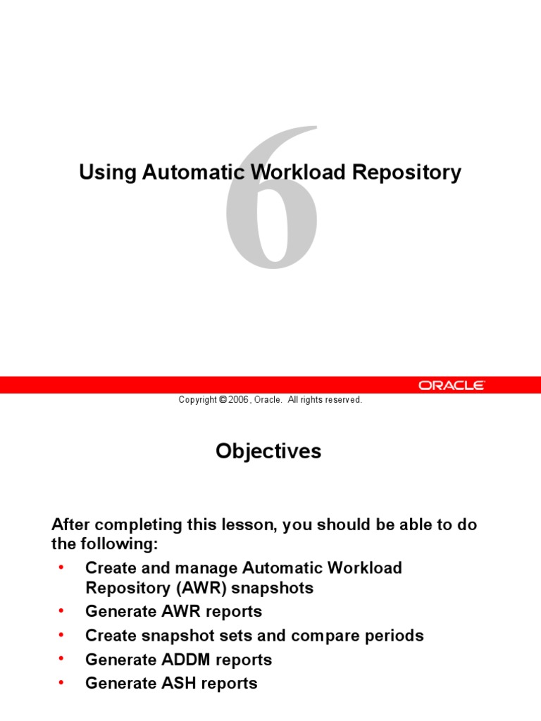 Using Automatic Workload Repository PDF Sql Databases