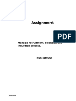 Assignment: Manage Recruitment, Selection and Induction Process