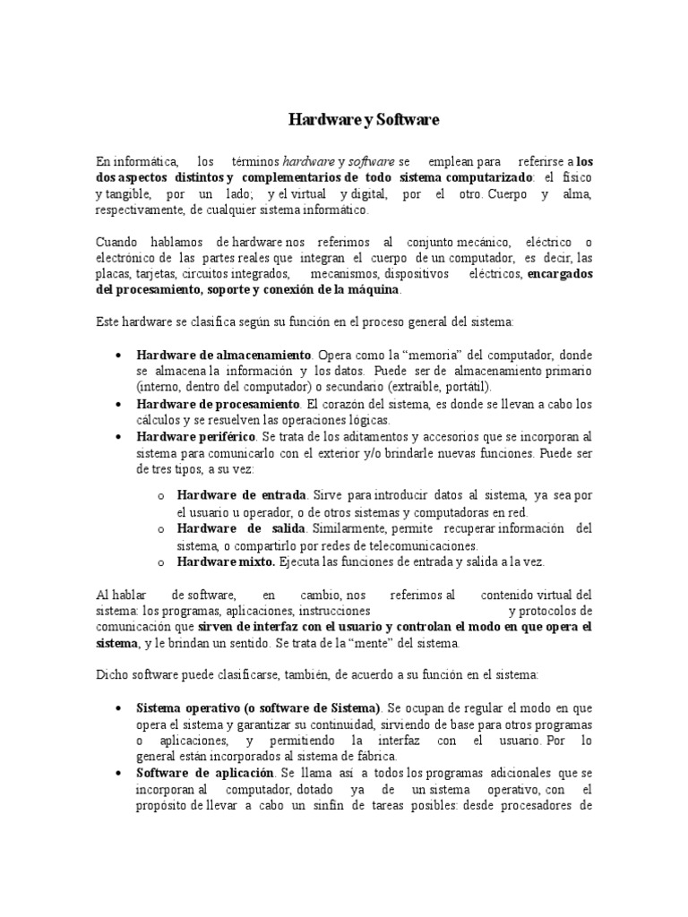 Hardware y Software 7-3 | PDF | Periférico | Hardware de la computadora