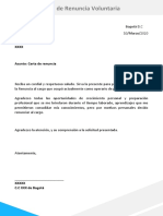 Formato Carta de Renuncia