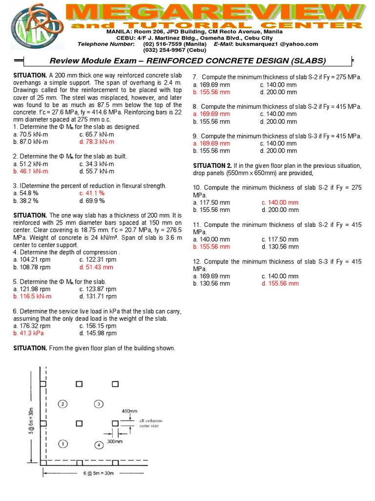 RCD Exam: Reinforced Concrete Slabs | PDF | Structural Load | Building ...