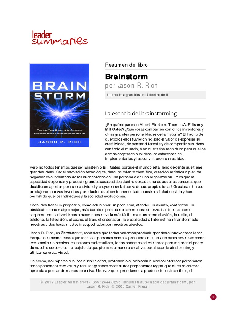 Brainstorm PDF | PDF | Lluvia de ideas | Creatividad