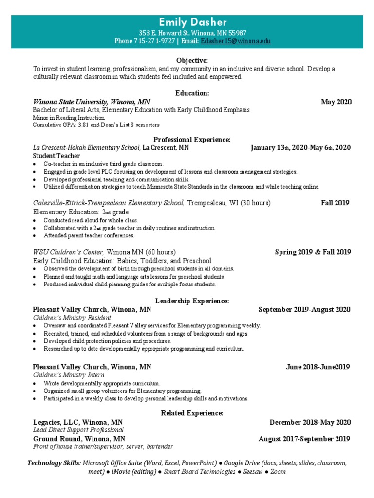 Resume - Updated Post ST | PDF | Preschool | Classroom