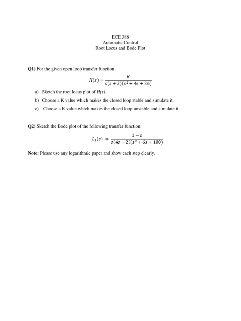 Root Locus and Bode Plot Analysis | PDF | Teaching Methods & Materials