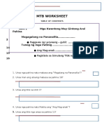 MTB WORKSHEET Table of Contents