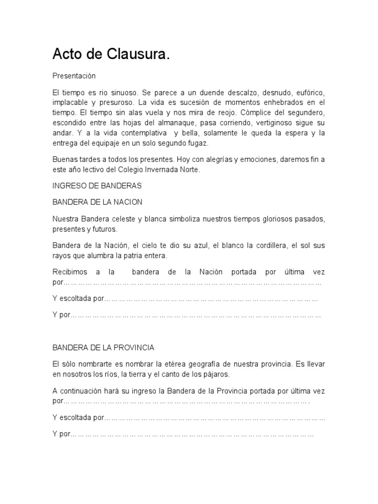 Acto de Clausura del Ciclo Escolar 2023 | PDF
