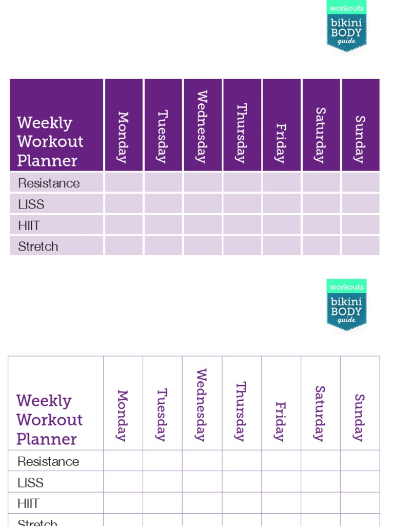 Weekly Workout Planner Template | PDF