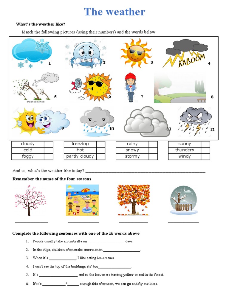 Match Weather with Pictures Activity | PDF