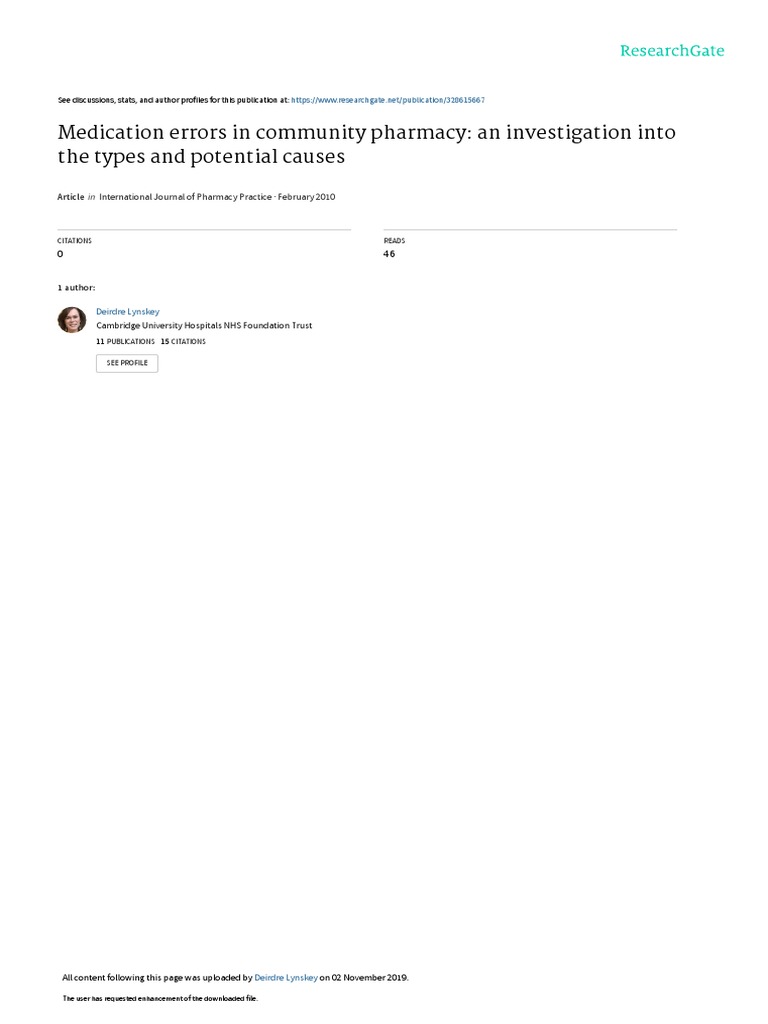 Medication Errors in Community Pharmacy: An Investigation Into The ...