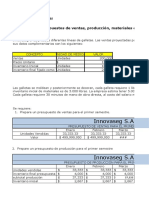 Presupuestos de ventas, producción y materiales directos Innovaseg