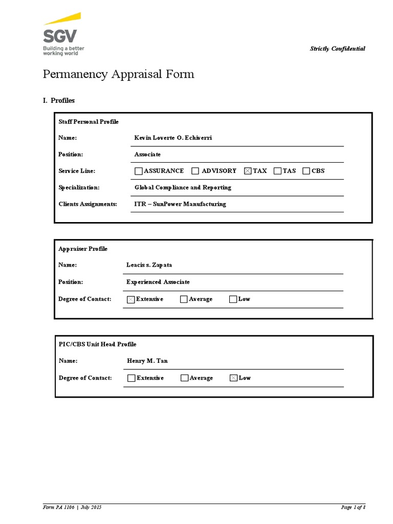 Permanency Evaluation Form HMT Echiverri Zapata PDF Performance Appraisal Goal