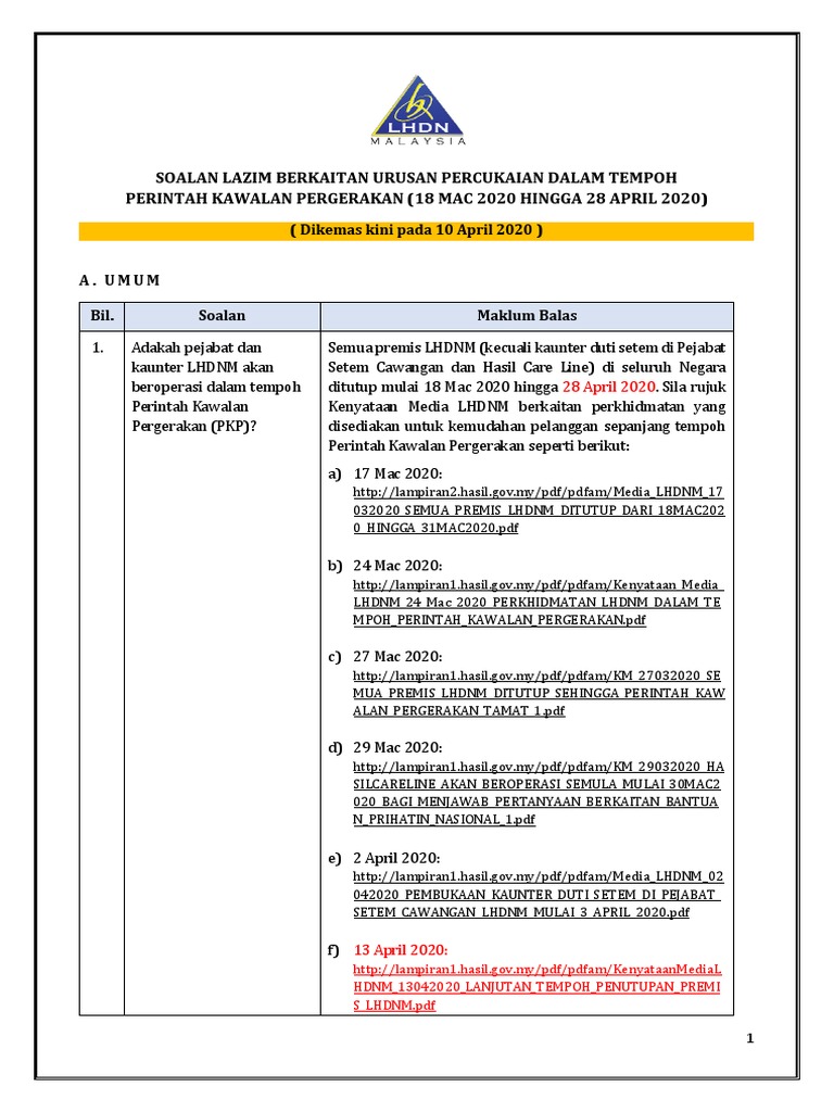 LHDN Faq 1 | PDF