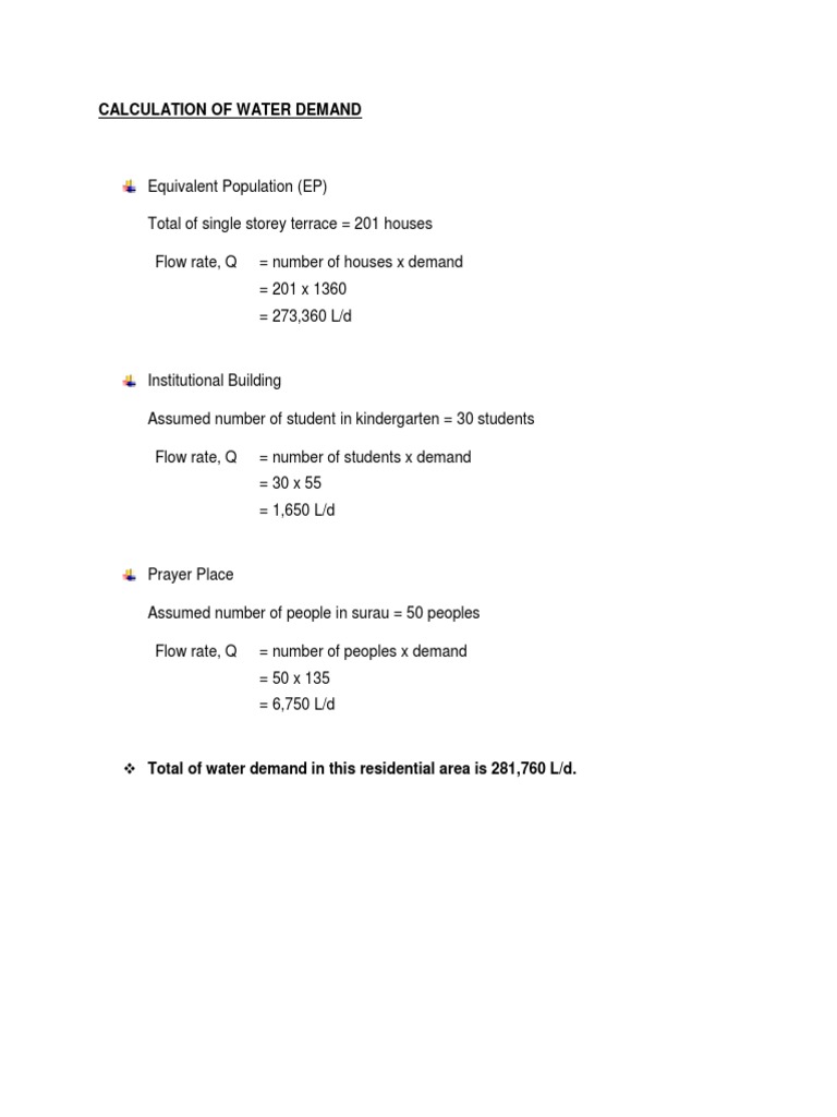 Calculation of Water Demand PDF Hydraulic Engineering Water And