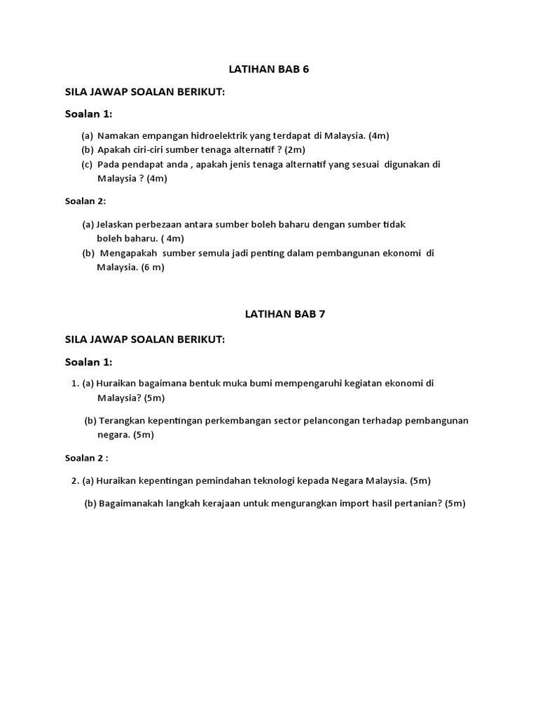 Ting 3 Latihan Bab 6 7 Pdf