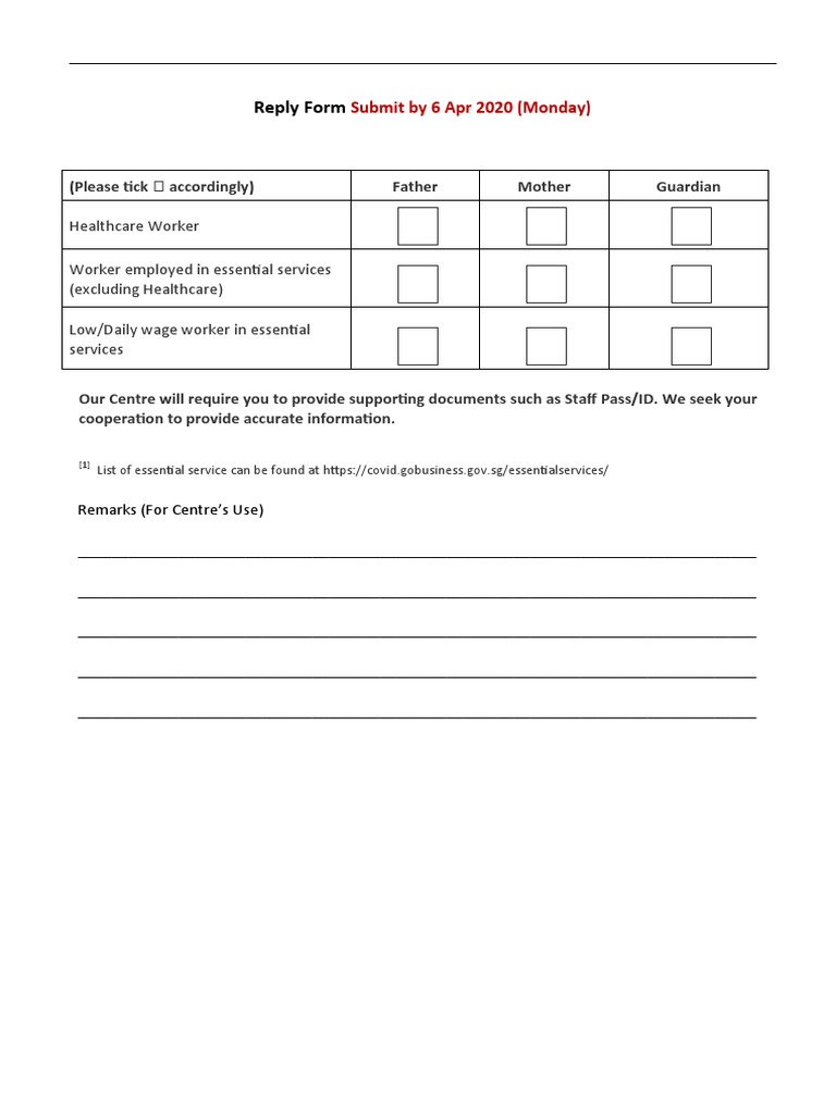 Essential Services Reply Form Submission | PDF | Finance & Money Management