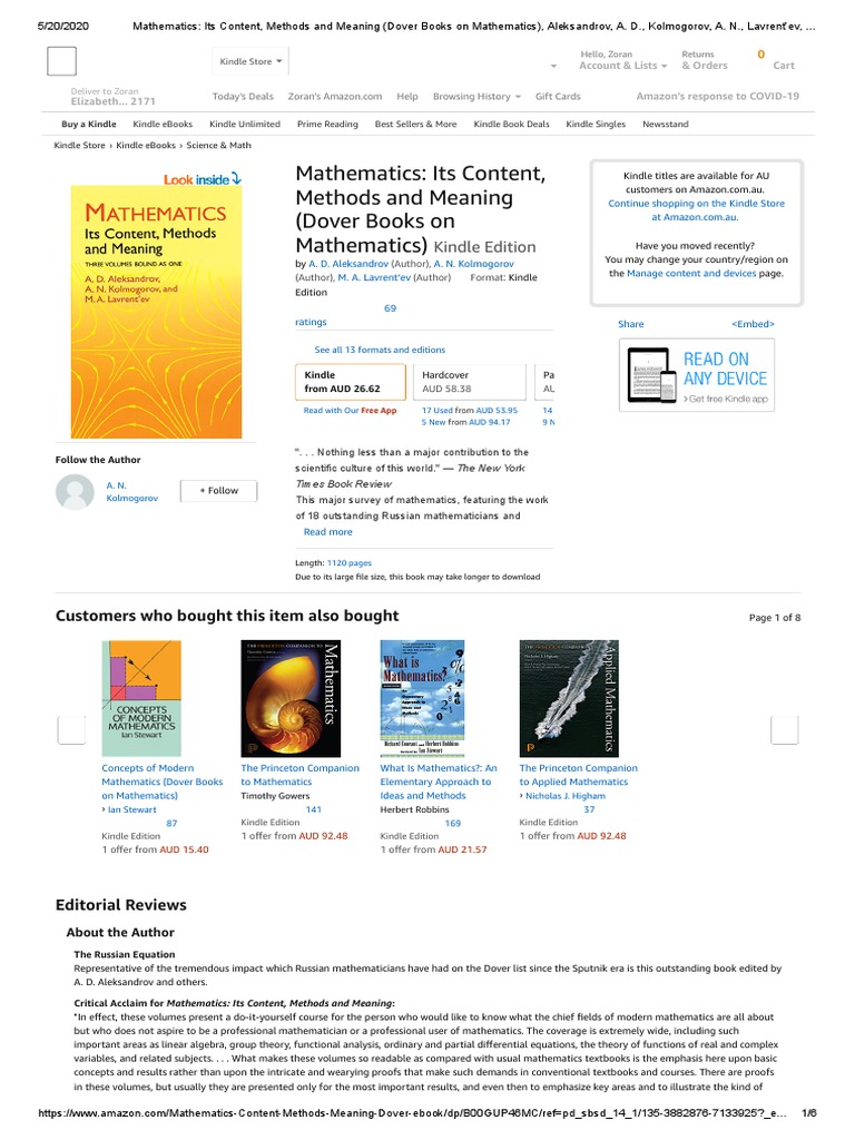 Mathematics - Its Content, Methods and Meaning (Dover Books On ...
