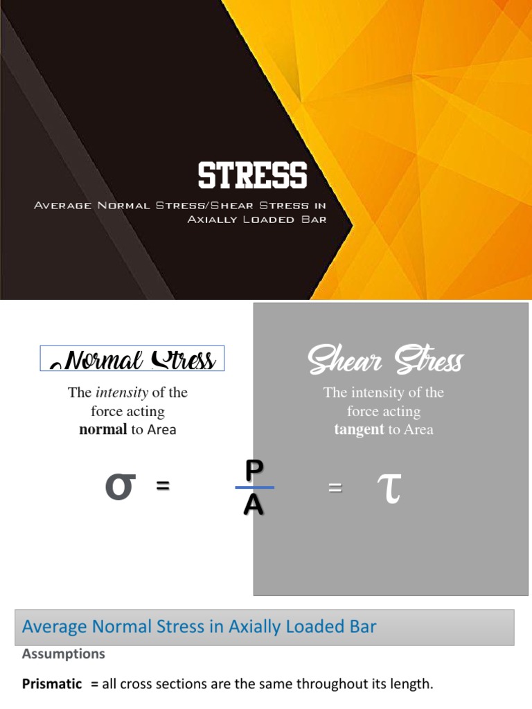 Stress: Average Normal Stress/Shear Stress in Axially Loaded Bar | PDF ...