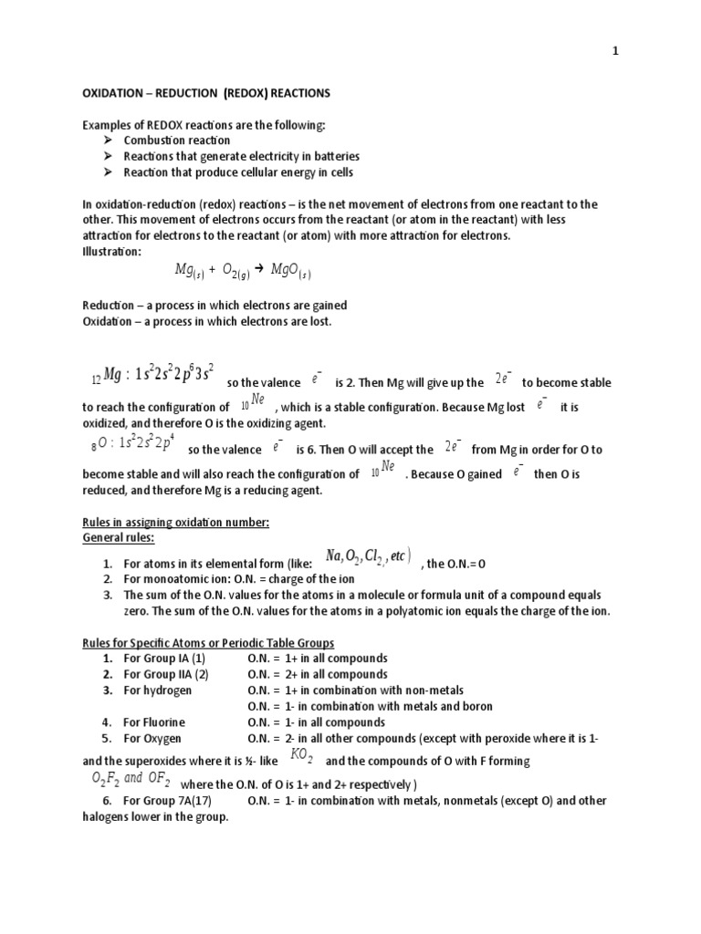 Understanding Redox Reactions and Oxidation Numbers | PDF | Redox | Ion