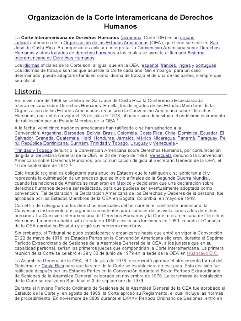 Organización de La Corte Interamericana de Derechos Humanos | PDF | Ley ...