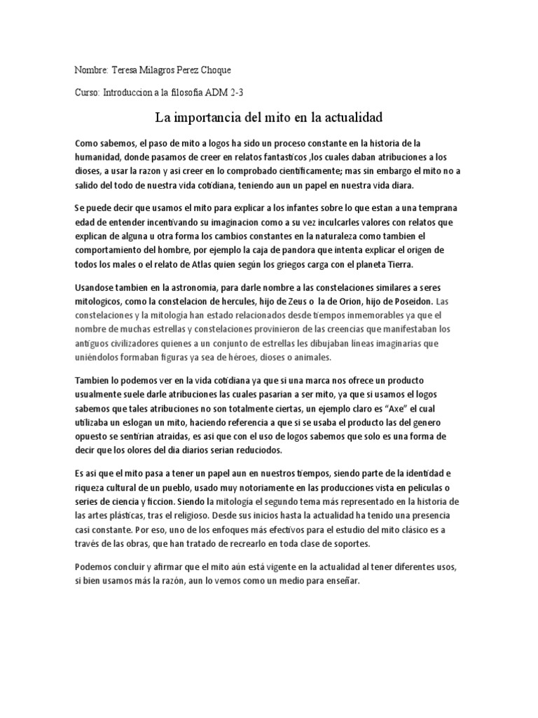 La Importancia Del Mito En La Actualidad Pdf Constelación
